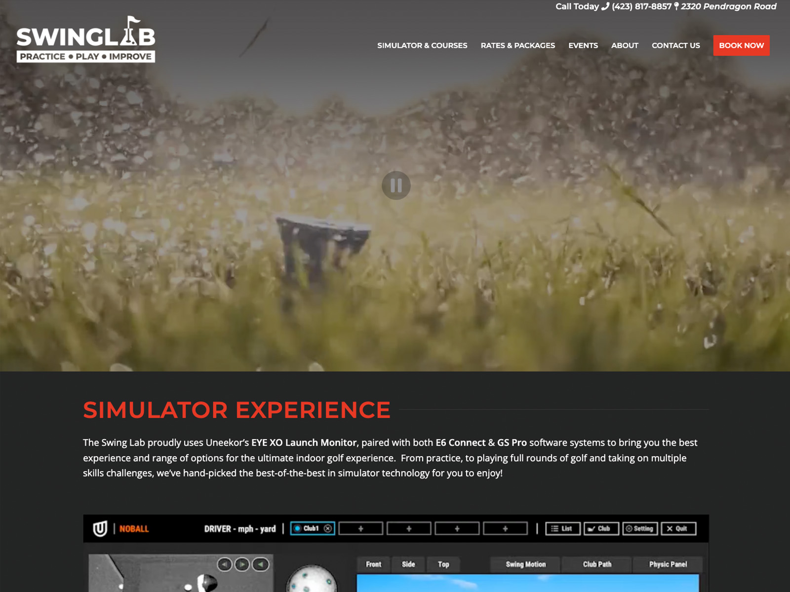 Screenshot of the The Swing Lab website homepage